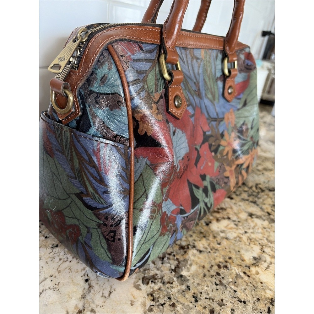Patricia Nash Floral Satchel Womens Multicolor Botanical Boho Leather Romantic - Picture 2 of 12